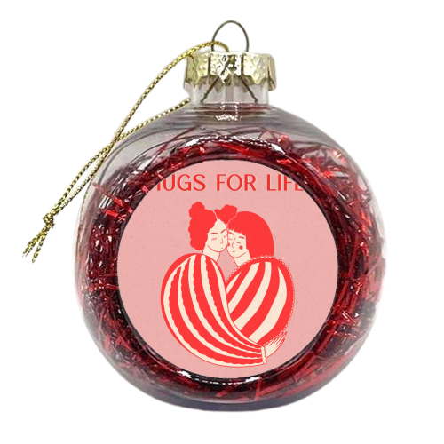Hugs For Life - xmas bauble by Lisa Wardle