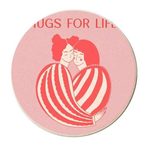 Hugs For Life - personalised beer coaster by Lisa Wardle