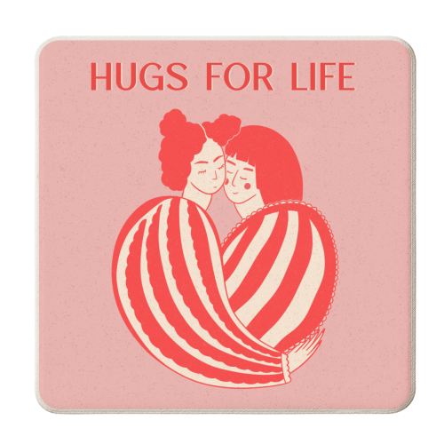 Hugs For Life - personalised beer coaster by Lisa Wardle