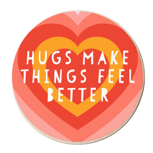 Hugs Make Things Feel Better - personalised beer coaster by Adam Regester
