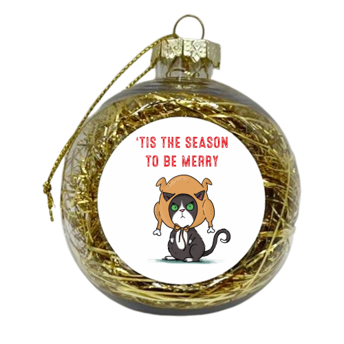Humbug cat - xmas bauble by Louise Gardner