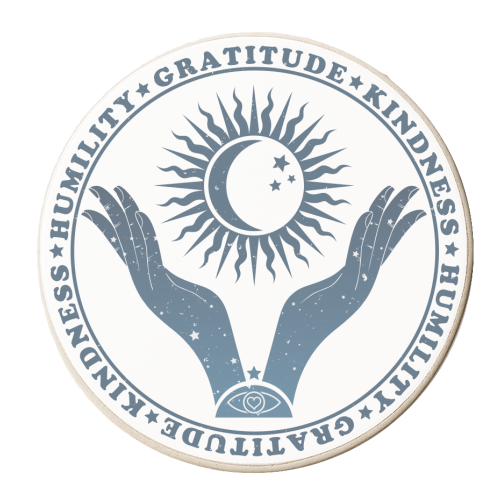 Humility - Gratitude - Kindness - Boho Spiritual Design - personalised beer coaster by InspiredImages