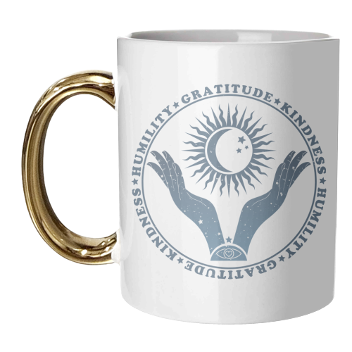 Humility - Gratitude - Kindness - Boho Spiritual Design - unique mug by InspiredImages