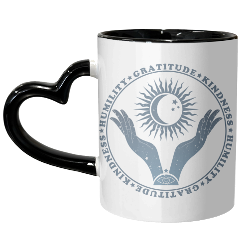 Humility - Gratitude - Kindness - Boho Spiritual Design - unique mug by InspiredImages