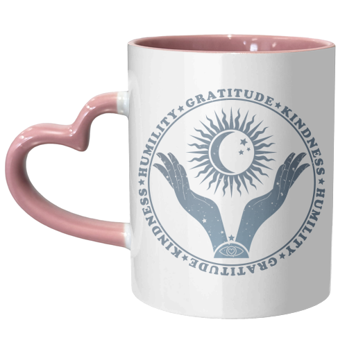 Humility - Gratitude - Kindness - Boho Spiritual Design - unique mug by InspiredImages