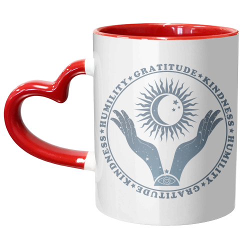 Humility - Gratitude - Kindness - Boho Spiritual Design - unique mug by InspiredImages