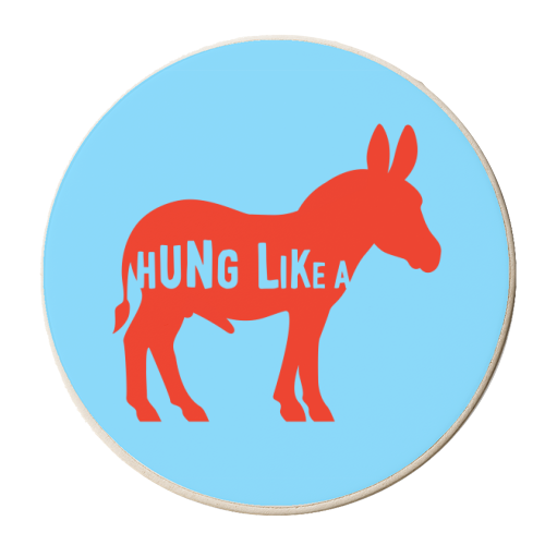 Hung Like A Donkey - personalised beer coaster by Adam Regester