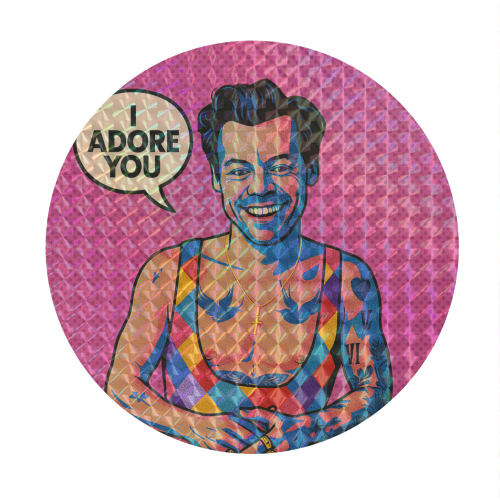 I Adore You Pop Art - Circle Sticker by Ms Doodle