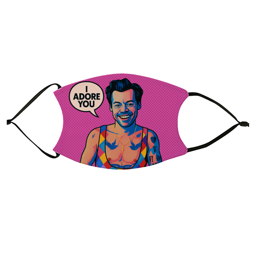 I Adore You Pop Art - face cover mask by Ms Doodle