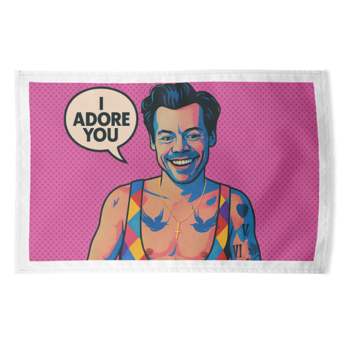 I Adore You Pop Art - funny tea towel by Ms Doodle