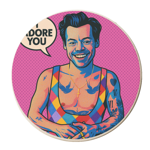 I Adore You Pop Art - personalised beer coaster by Ms Doodle