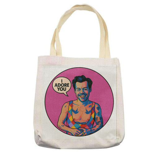 I Adore You Pop Art - printed canvas tote bag by Ms Doodle