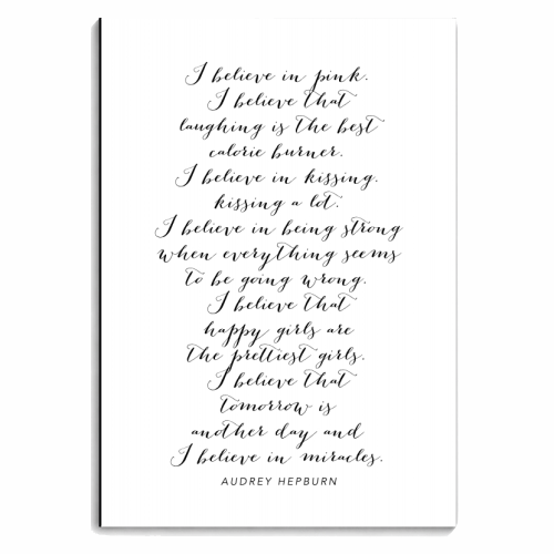 I Believe In Pink. I Believe That Laughing Is the Best Calorie Burner. I Believe In Kissing. Kissing A Lot... -Audrey Hepburn Quote Script - personalised A4, A5, A6 notebook by Toni Scott