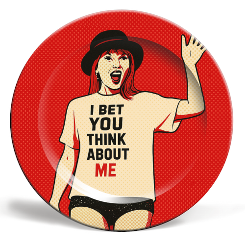 I Bet You Think About Me - ceramic dinner plate by Ms Doodle
