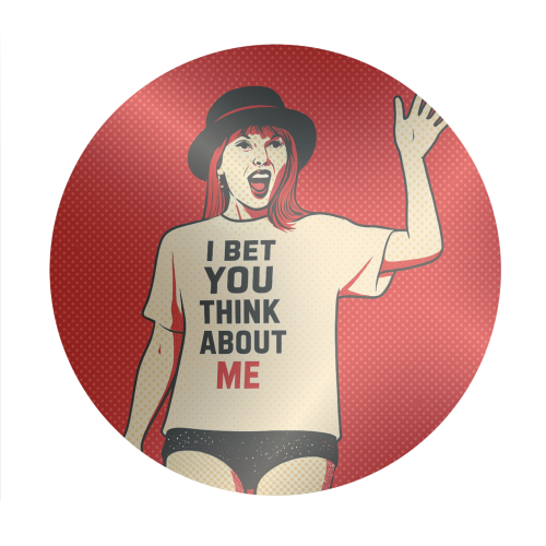 I Bet You Think About Me - Circle Sticker by Ms Doodle