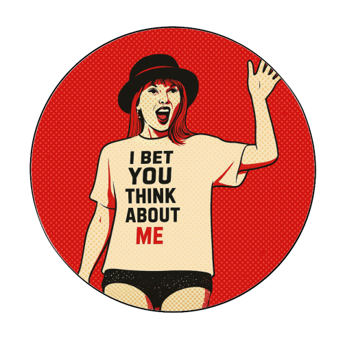 I Bet You Think About Me - Circle Sticker by Ms Doodle
