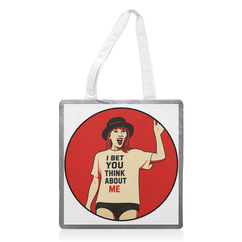 I Bet You Think About Me - printed canvas tote bag by Ms Doodle