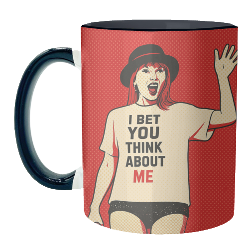 I Bet You Think About Me - unique mug by Ms Doodle