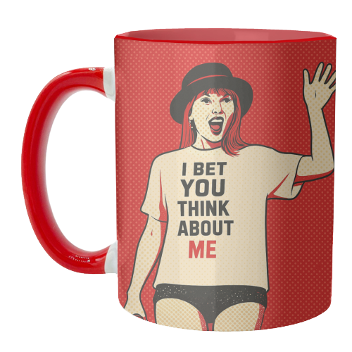 I Bet You Think About Me - unique mug by Ms Doodle