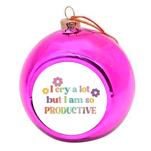 I cry a lot Swiftie gift - colourful christmas bauble by Giddy Kipper