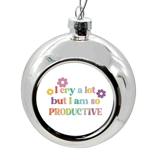 I cry a lot Swiftie gift - colourful christmas bauble by Giddy Kipper