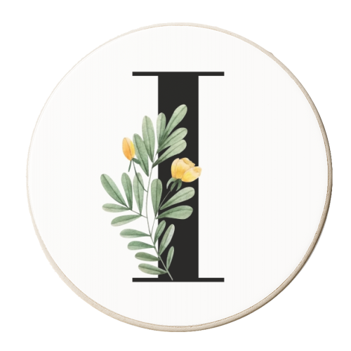 I Floral Letter Initial - personalised beer coaster by Toni Scott