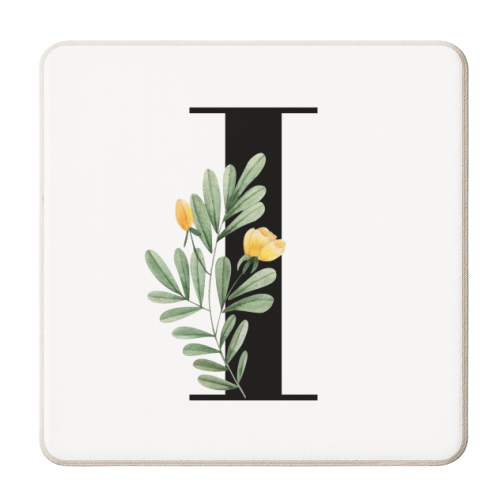 I Floral Letter Initial - personalised beer coaster by Toni Scott