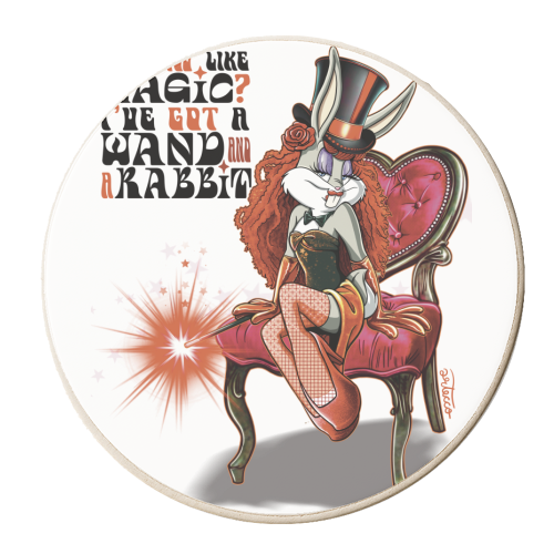 I heard you like magic? I have a wand & a rabbit - personalised beer coaster by ARTECCO