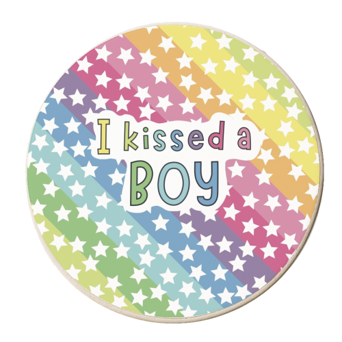 I kissed a boy - personalised beer coaster by Giddy Kipper