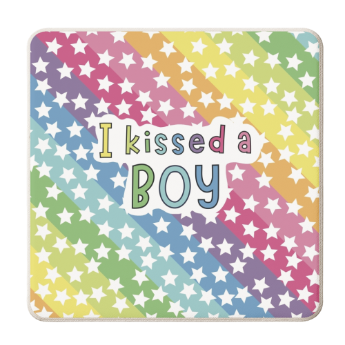 I kissed a boy - personalised beer coaster by Giddy Kipper