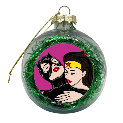 I kissed a cat and i like it! - xmas bauble by ainsley wilson