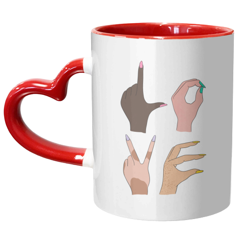 I L.O.V.E You | Inclusive Range | Galentine | Valentine | Hands | Diverse - unique mug by Lisa Wardle