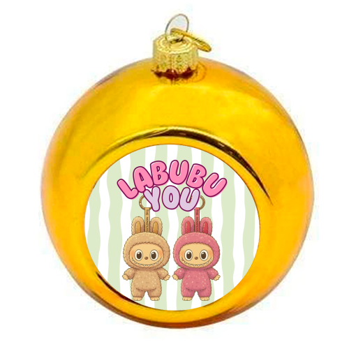 I Labubu You - colourful christmas bauble by Ms Doodle