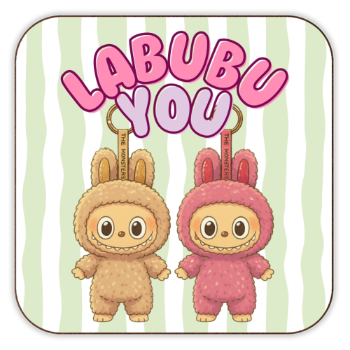 I Labubu You - personalised beer coaster by Ms Doodle