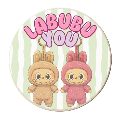 I Labubu You - personalised beer coaster by Ms Doodle