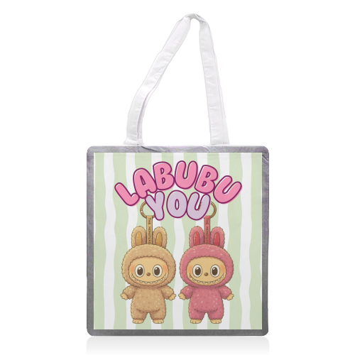 I Labubu You - printed canvas tote bag by Ms Doodle