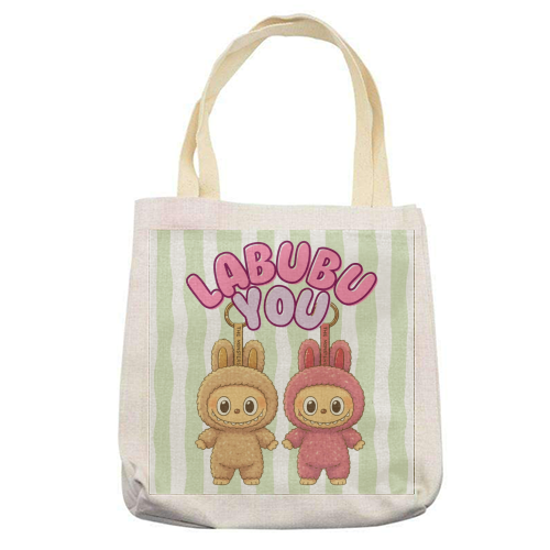 I Labubu You - printed canvas tote bag by Ms Doodle