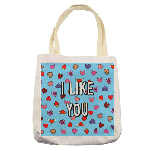 I Like You - printed canvas tote bag by Adam Regester