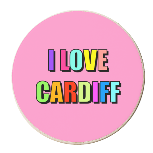 I Love Cardiff (Bold Colourful Text Version) - personalised beer coaster by Adam Regester