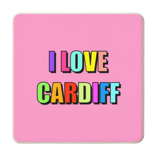 I Love Cardiff (Bold Colourful Text Version) - personalised beer coaster by Adam Regester