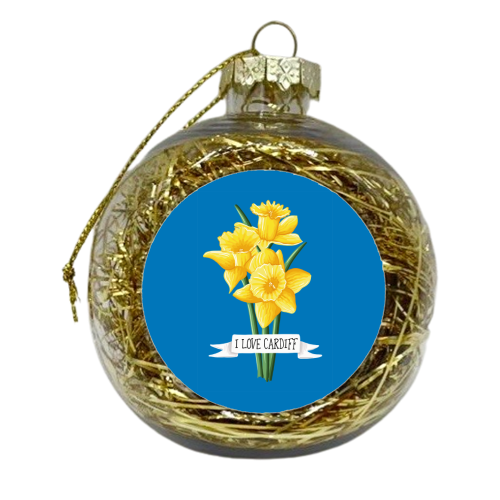 I Love Cardiff (Daffodils Version) - xmas bauble by Adam Regester