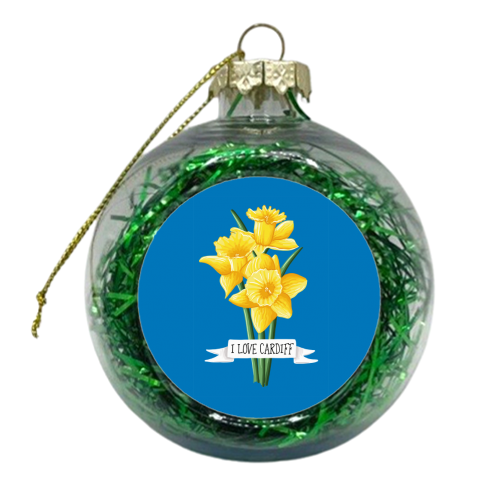I Love Cardiff (Daffodils Version) - xmas bauble by Adam Regester