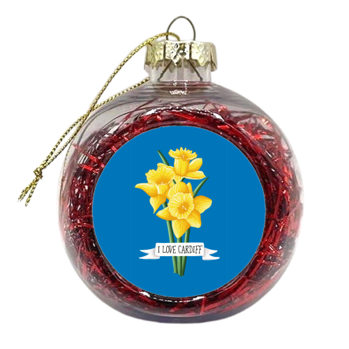 I Love Cardiff (Daffodils Version) - xmas bauble by Adam Regester