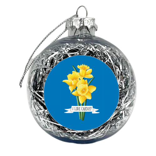 I Love Cardiff (Daffodils Version) - xmas bauble by Adam Regester