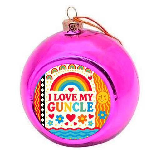 I LOVE MY GUNCLE - colourful christmas bauble by Ms Doodle