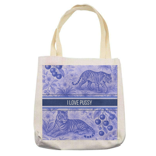 i love pussy - printed canvas tote bag by Lilly Rose