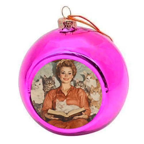 I love reading books - colourful christmas bauble by DejaReve