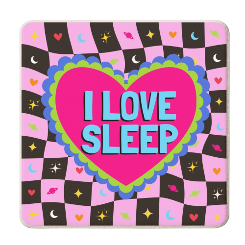 I LOVE SLEEP - personalised beer coaster by Lilly Rose