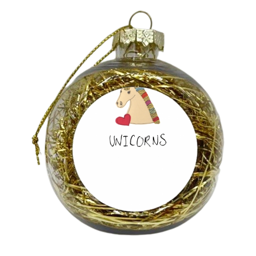I Love Unicorns - xmas bauble by Yazmin Brooks