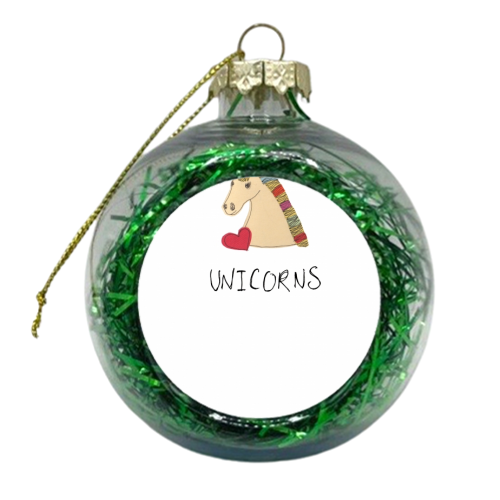 I Love Unicorns - xmas bauble by Yazmin Brooks